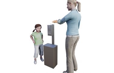 Post Mounted Small Hand Sanitizer Station & Receptacle