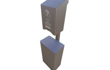 Post Mounted Large Hand Sanitizer Station & Receptacle