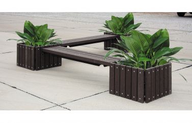 Recycled Plastic Bench with 3 Planters