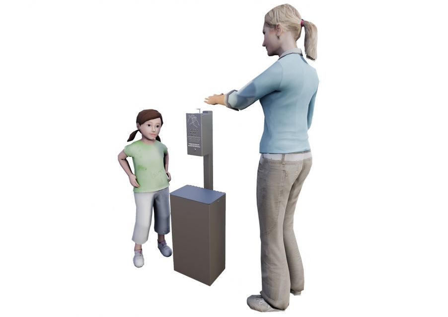 Post Mounted Small Hand Sanitizer Station & Receptacle